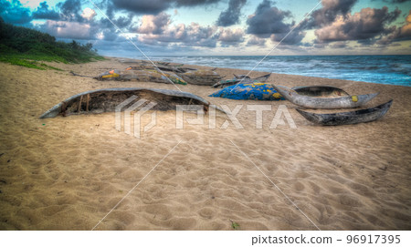 Fishermans boats at the seashore of Indian ocean, Brickaville,Atsinanana region, Madagascar Fishermans boats at the seashore of Indian ocean, Brickaville,Atsinanana region, Madagascar 96917395