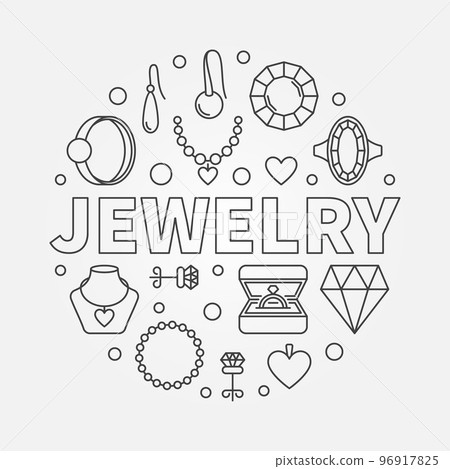 Vector Jewelry round illustration made with outline icons Vector Jewelry round illustration made with outline icons 96917825