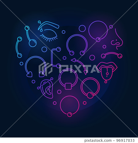 Colorful heart shape made of piercing creative thin line icons Colorful heart shape made of piercing creative thin line icons 96917833