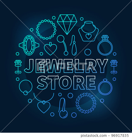 Jewelry store blue vector round illustration on dark background Jewelry store blue vector round illustration on dark background 96917835