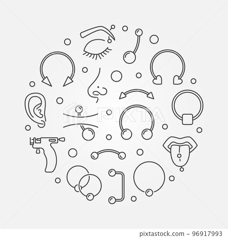 Piercing round concept vector illustration in outline style Piercing round concept vector illustration in outline style 96917993