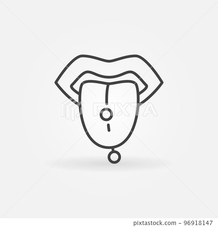 Tongue piercing line icon - vector pierced tongue symbol 96918147