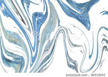 Abstract gray and blue wavy lines background, fluid flow vector design 96919045