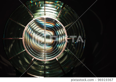 Fresnel lens close up photo. Lighthouse lamp Fresnel lens close up photo. Lighthouse lamp 96919367