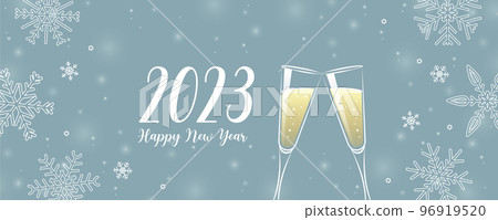 happy new year 2023 greeting card champagner and snowflake happy new year 2023 greeting card champagner and snowflake 96919520