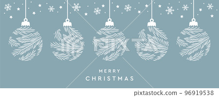 merry christmas card with hanging ball decoration fir twig design merry christmas card with hanging ball decoration fir twig design 96919538