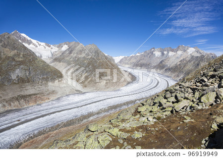 Great Aletsch Glacier seen from Bettmerhorn (Valais, Switzerland) 96919949