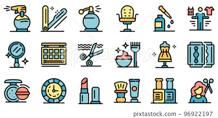 Stylist icons set. Outline set of stylist vector icons thin line color flat on white Stylist icons set. Outline set of stylist vector icons thin line color flat on white 96922197