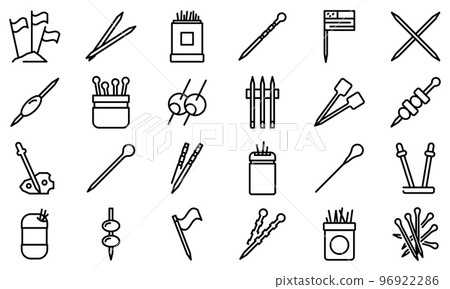 Toothpick icons set. Outline set of toothpick vector icons for web design isolated on white background 96922286