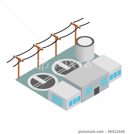 Power station icon. Isometric illustration of power station vector icon for web Power station icon. Isometric illustration of power station vector icon for web 96922686