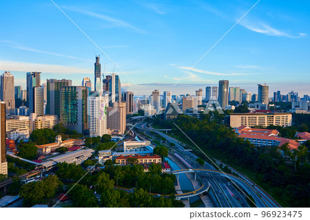 The daytime landscape of a modern big city. Skyscrapers and dense construction 96923475