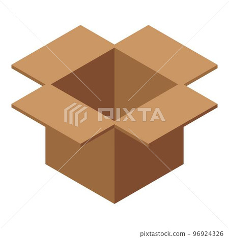 Open carton box icon. Isometric of open carton box vector icon for web design isolated on white background Open carton box icon. Isometric of open carton box vector icon for web design isolated on white background 96924326