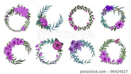Meadow flowers wreaths. Summer floral design elements. Set of wreaths, flowers. Wild herbs round frames for summer and spring texts Meadow flowers wreaths. Summer floral design elements. Set of wreaths, flowers. Wild herbs round frames for summer and spring texts 96924827
