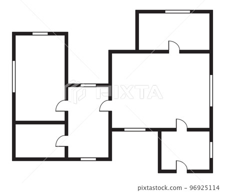 Apartment architectural plan. Top view of floor plan. Vector blueprint project of house. Professional layout in drawing form 96925114