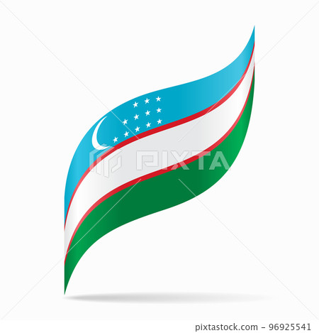 Uzbekistani flag wavy abstract background. Vector illustration. 96925541