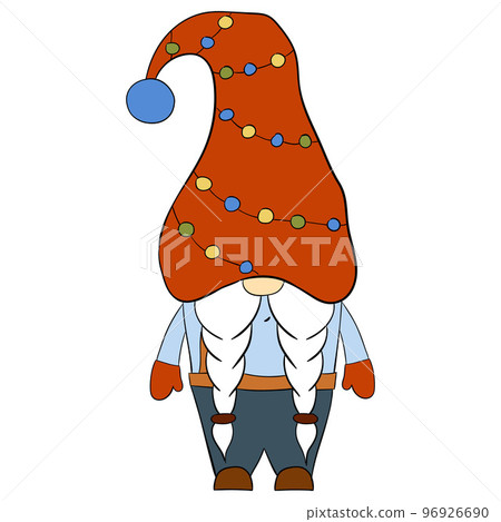 Cartoon Christmas gnome. Vector illustration of cute dwarfs on a white background 96926690
