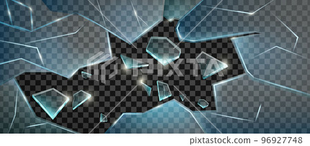 Broken glass vector screen, burglary smashed window damage concept, crack windshield background. Broken glass vector screen, burglary smashed window damage concept, crack windshield background. 96927748