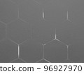 hexagons on grey background, honeycomb shape on grey background copy space. Banner, cover, mockup, for design 96927970