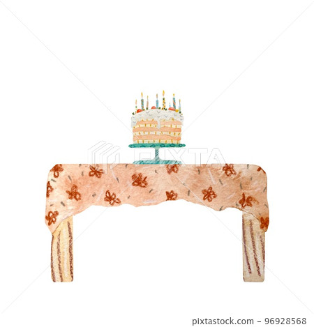 Cake table candle textured happy watercolor sketch Cake table candle textured happy watercolor sketch 96928568