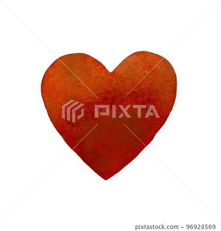 Heart dark orange hand drawn watercolor isolated Heart dark orange hand drawn watercolor isolated 96928569