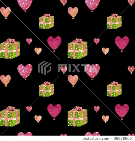 green gift box seamless watercolor black pattern green gift box seamless watercolor black pattern 96928660