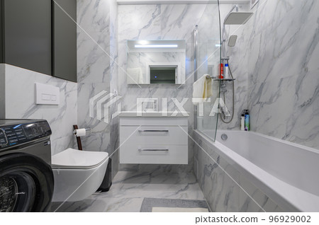 Modern white marble bathroom interior Modern white marble bathroom interior 96929002