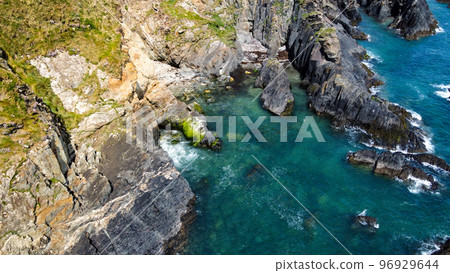 Beautiful shore. Turquoise sea water. Seaside landscape. Nature of Ireland. Landscapes of West Cork. View from above. 96929644