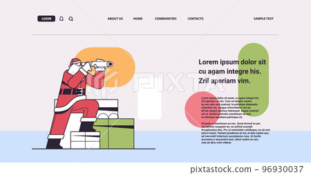 santa claus looking through binoculars happy new year merry christmas holiday celebration concept 96930037