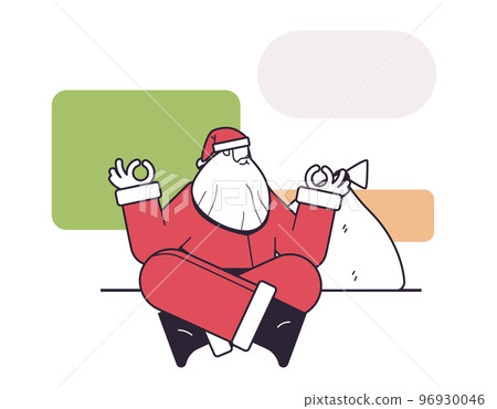 santa claus with gift box sack sitting lotus pose happy new year merry christmas holiday celebration concept 96930046