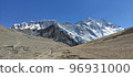 Beautiful high snow capped mountain peaks under blue sky in Chukhung at Mount Everest in Nepal 96931000