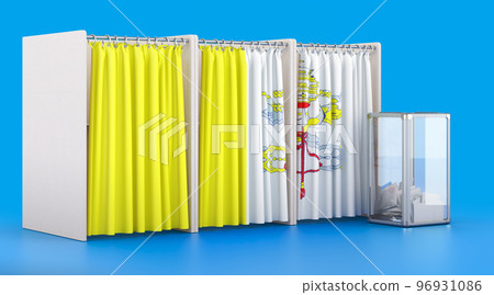Voting booths with Vatican flag and ballot box. Election in Vatican, concept. 3D rendering Voting booths with Vatican flag and ballot box. Election in Vatican, concept. 3D rendering 96931086