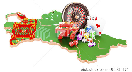 Casino and gambling industry in the Turkmenistan concept, 3D rendering 96931175