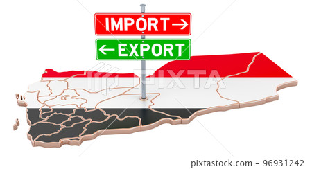 Import and export in Yemen concept, 3D rendering Import and export in Yemen concept, 3D rendering 96931242