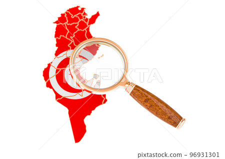 Tunisia under magnifying glass, analysis concept, 3D rendering Tunisia under magnifying glass, analysis concept, 3D rendering 96931301