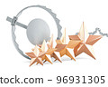 Bear trap with five golden stars. 3D rendering 96931305