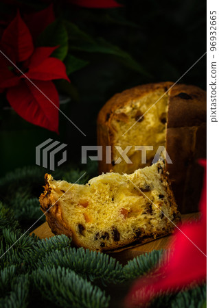 Christmas cake and Poinsettia flower Christmas cake and Poinsettia flower 96932665