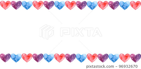 Valentine's Day. Rectangular composition of watercolor hearts on a white background. The hearts are all hand drawn in watercolor, suitable for printing on postcards, invitations and fabric Valentine's Day. Rectangular composition of watercolor hearts on a white background. The hearts are all hand drawn in watercolor, suitable for printing on postcards, invitations and fabric 96932670