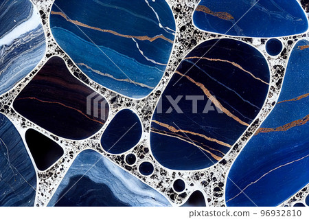 Ultramarine blue Lolite marble abstract background. Decorative acrylic paint pouring rock marble texture. Horizontal Ultramarine and navi blue geometric abstract pattern. 96932810