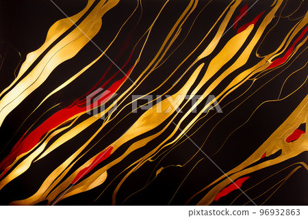 Black red and gold marble abstract background. Decorative acrylic paint pouring rock marble texture. Horizontal Black red and gold wavy abstract pattern. Black red and gold marble abstract background. Decorative acrylic paint pouring rock marble texture. Horizontal Black red and gold wavy abstract pattern. 96932863