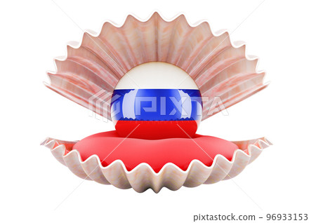Travel in Russia, concept. Pearl with Russian flag inside seashell, 3d rendering Travel in Russia, concept. Pearl with Russian flag inside seashell, 3d rendering 96933153