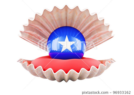 Travel in Somalia, concept. Pearl with Somali flag inside seashell, 3d rendering Travel in Somalia, concept. Pearl with Somali flag inside seashell, 3d rendering 96933162