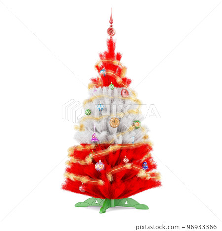 Austrian flag painted on the Christmas tree, 3D rendering Austrian flag painted on the Christmas tree, 3D rendering 96933366