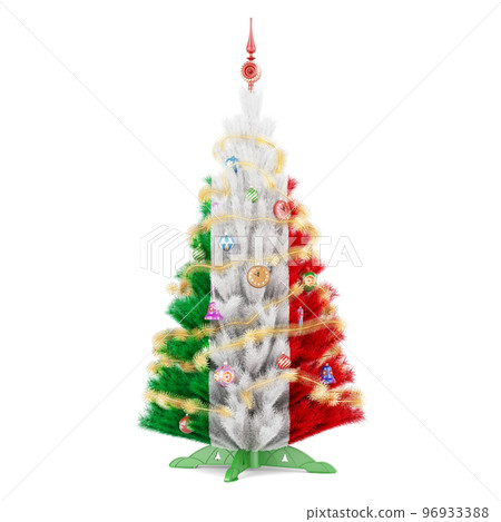 Italian flag painted on the Christmas tree, 3D rendering 96933388