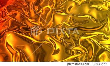 3D render beautiful folds of light shiny silk, like foil or metallic surface in full screen. Beautiful clean fabric background. Simple soft background with smooth folds like waves on a liquid surface. 96933443