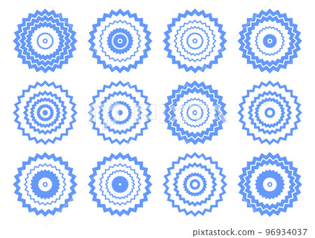 Abstract Decorative Geometric Blue Round Design Elements Set. 96934037