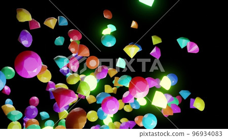 abstract festive background with cloud of diamonds flashing randomly like light bulbs. Multi-colored diamonds in the air. Beautiful bg. 3d rendering 96934083
