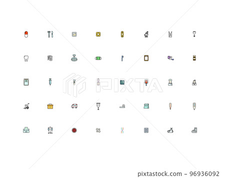 Mini color medical equipment icon set 96936092