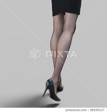 Beautiful legs of a woman wearing stockings perming3DCG illustration material 96936527