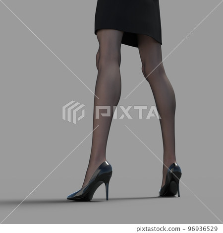 Beautiful legs of a woman wearing stockings perming3DCG illustration material 96936529