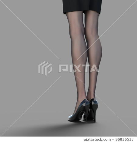 Beautiful legs of a woman wearing stockings perming3DCG illustration material 96936533